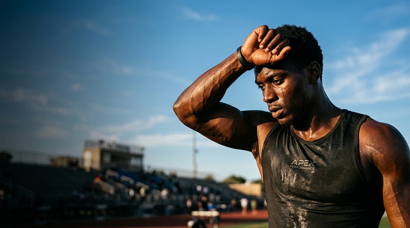 Athlete focused during intense fitness training