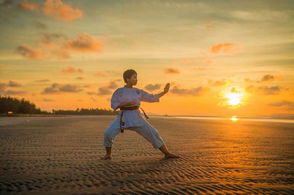 Karate practice representing the martial arts team